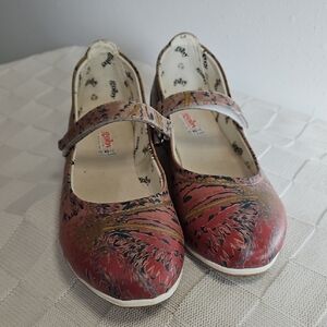 Artistic Red and Brown Mary Jane Shoes